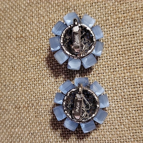 Vintage Vogue Czech Blue Atlas Glass 2 Strand Necklace Earring Set 1930s Rare - Picture 9 of 9